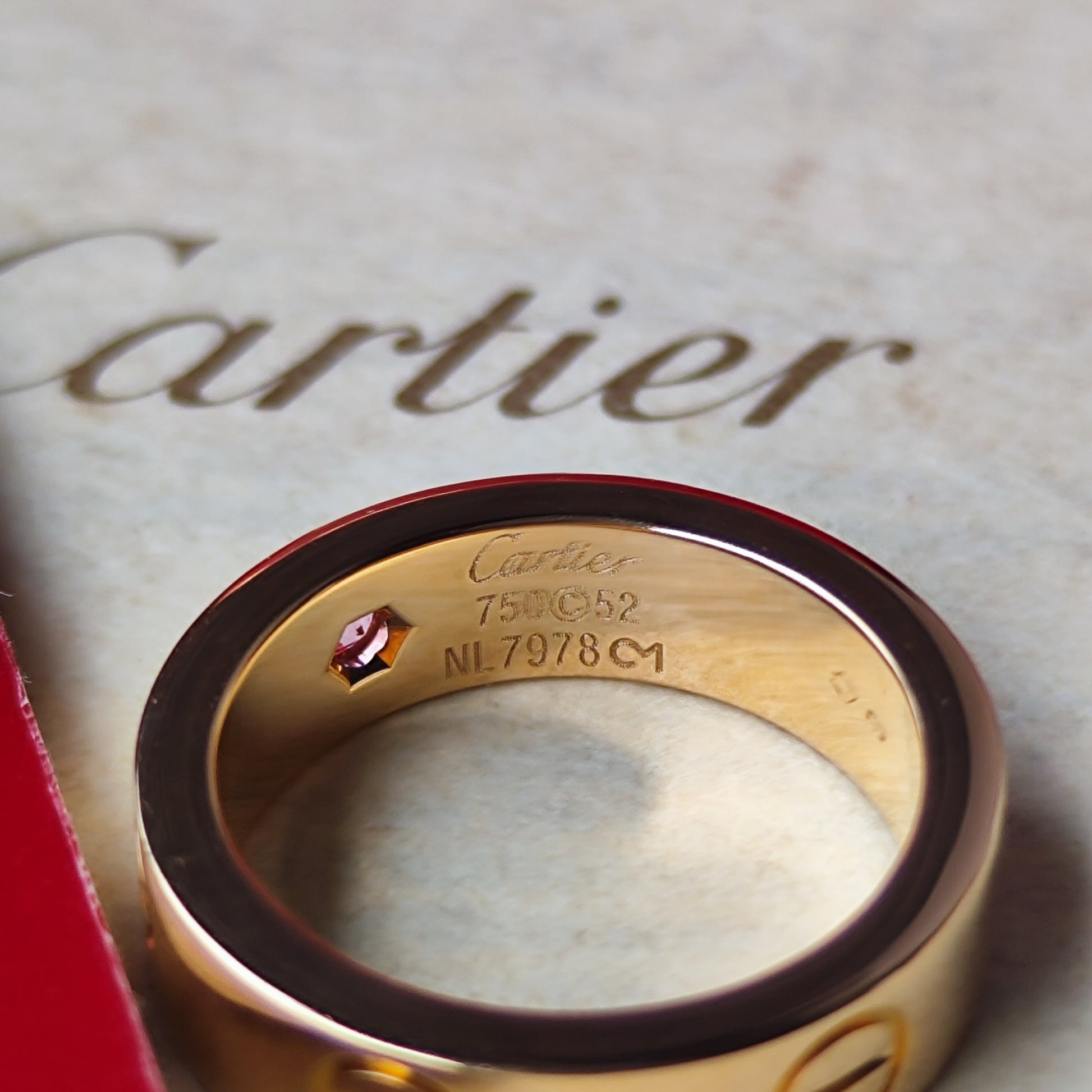 Cartier カルティエ ラブリング ピンクサファイア 18金PG 52
