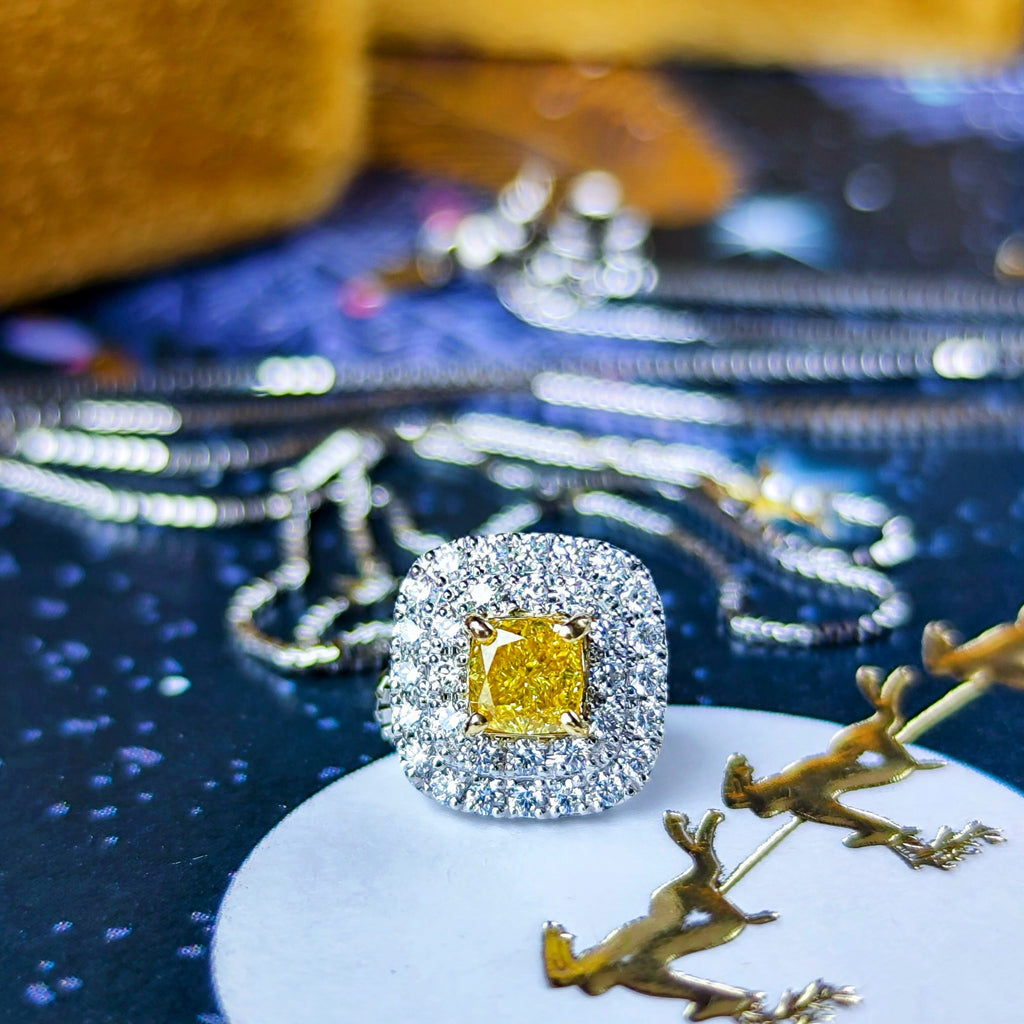 【イエローダイヤ】FANCY VIVID YELLOW VVS2 0.292ct ネックレス