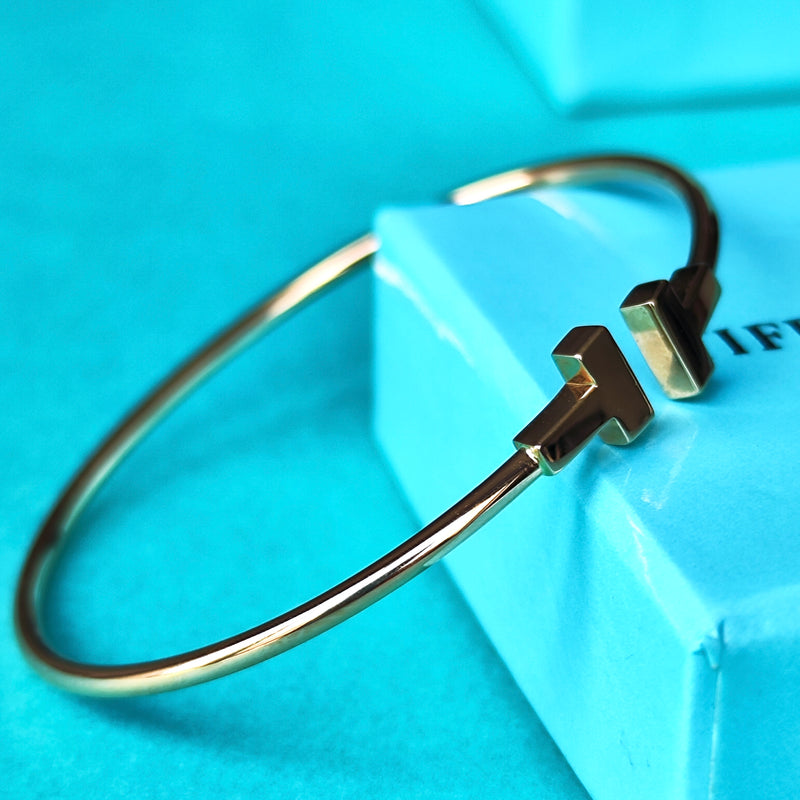 TIFFANY &Co ティファニー Tワイヤー バングル 18金PG