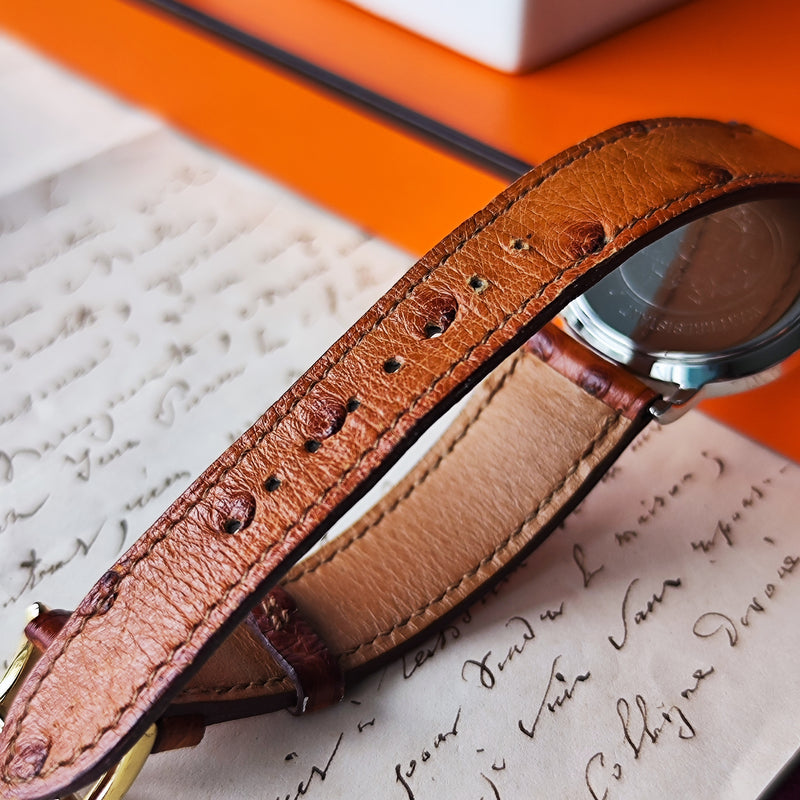 【ボーイズサイズ】HERMES エルメスセリエ オーストリッチ クォーツ腕時計