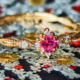 【ホットスピネル】天然ピンクスピネル 天然ダイヤモンド 18金リング