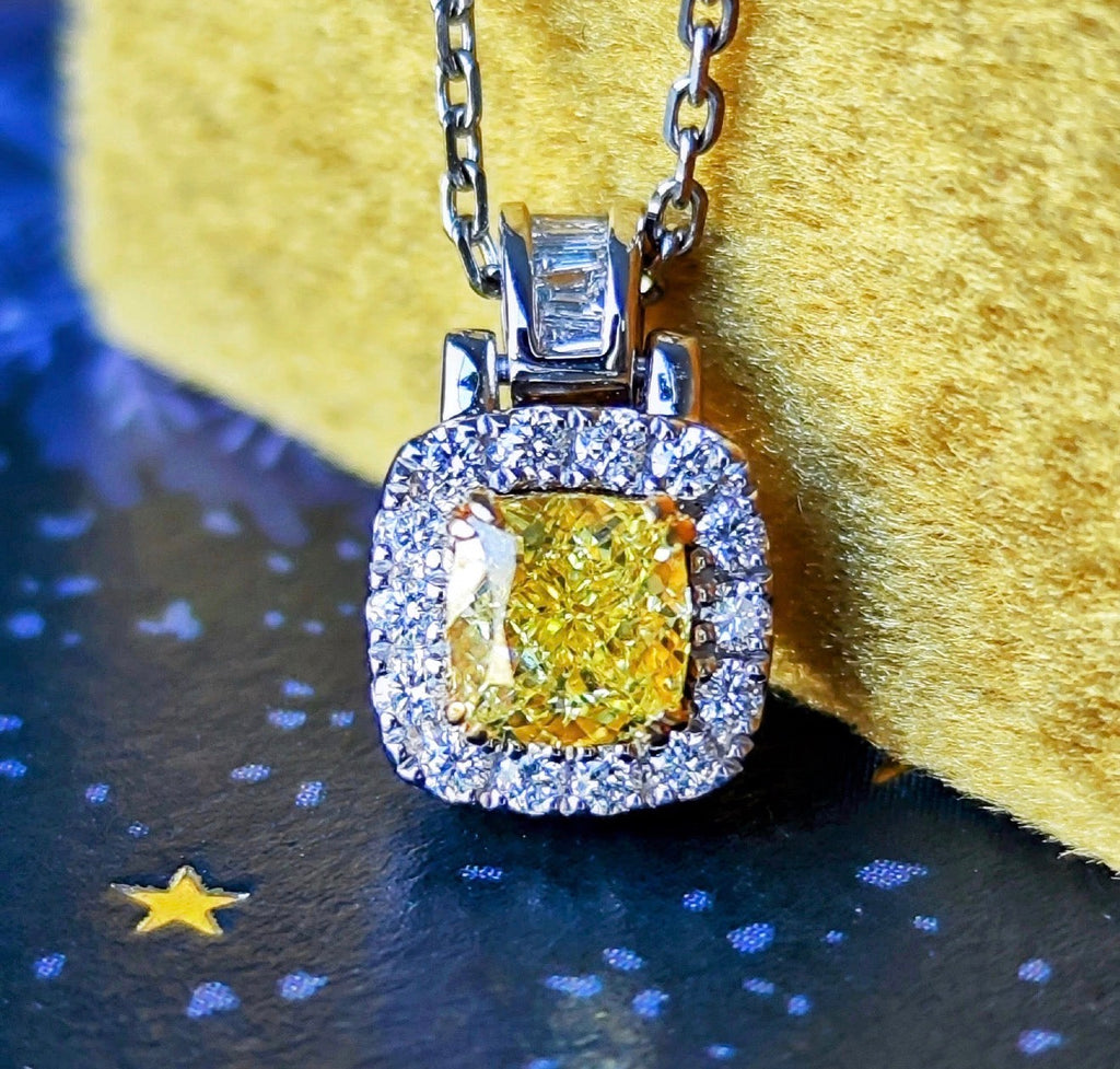 【イエローダイヤ】FANCY INTENSE YELLOW 0.60ct VVS-1 ネックレス GIA