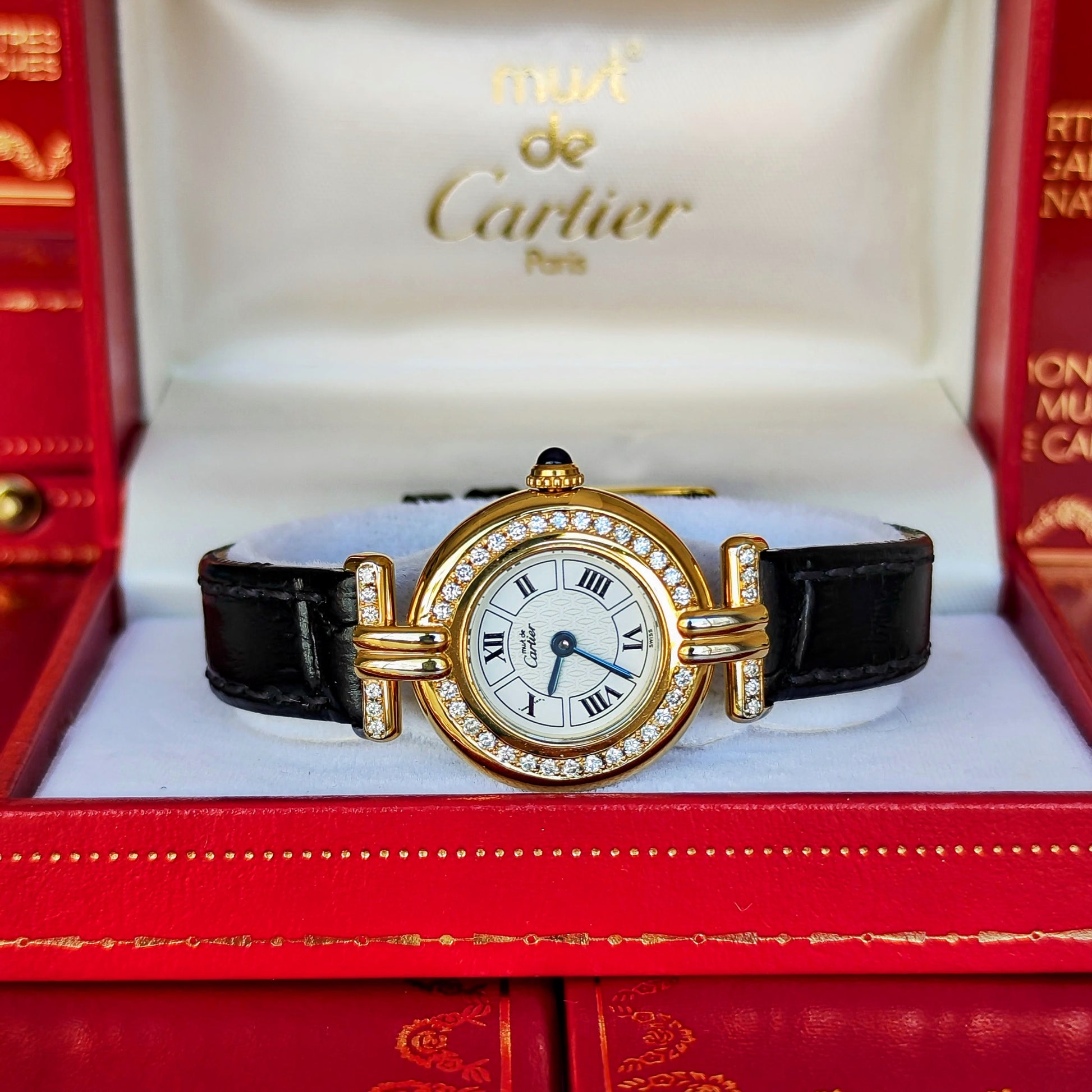 Cartier カルティエ マストコリゼ ダイヤモンドベゼル クォーツ腕時計
