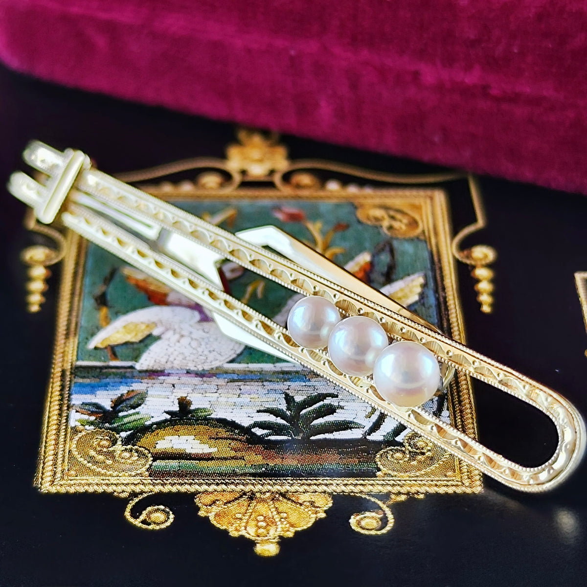 [Vintage MIKIMOTO] MIKIMOTO Akoya Pearl 14K Gold Tie Pin