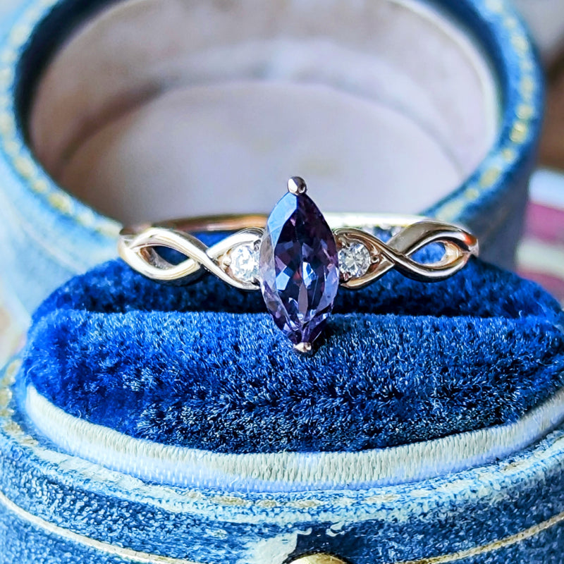 【アレキタイプ】天然カラーチェンジガーネット 天然ダイヤモンド リング