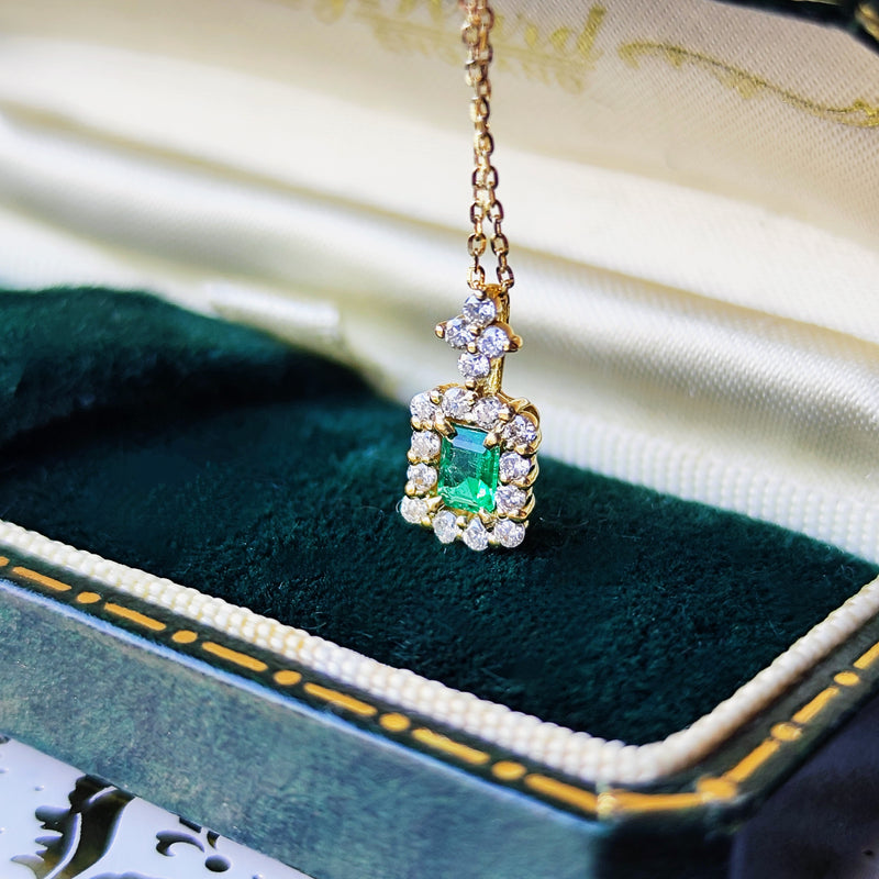 天然エメラルド 天然ダイヤモンド ネックレス