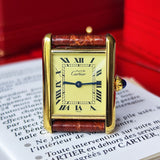 Cartier カルティエ マストタンク ヴェルメイユ ローマンダイヤル アイボリー クォーツ腕時計