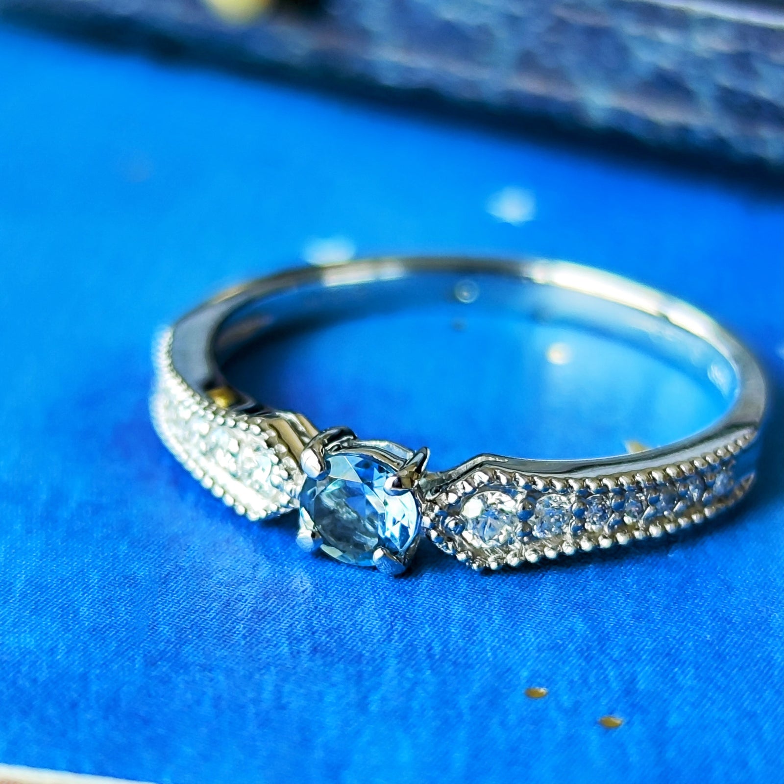かる★サンタマリアアクアマリン、オレゴンサンストーン★リングオーダー Santamaria Aquamarine ring /サンタマリア・アクアマリン[受注