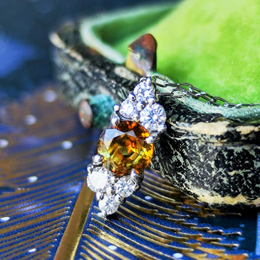 【お値下げ】天然スフェーン 天然ダイヤモンド ネックレス