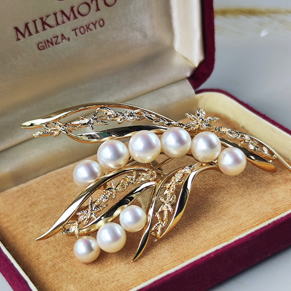 [Vintage MIKIMOTO] MIKIMOTO Akoya Pearl 14K Gold Brooch ①