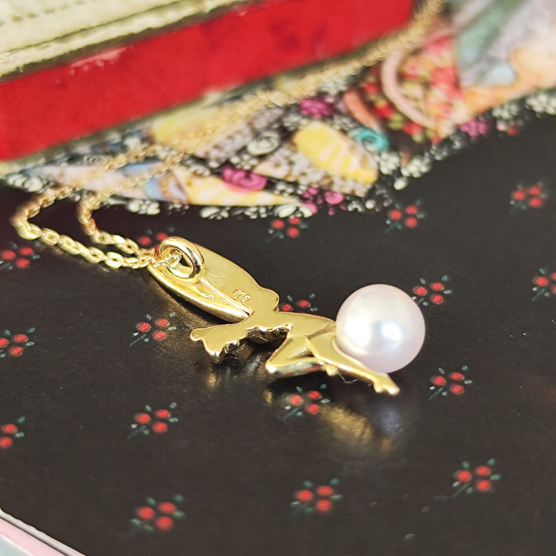 【お値下げ】あこや真珠 妖精モチーフ 18金ネックレス