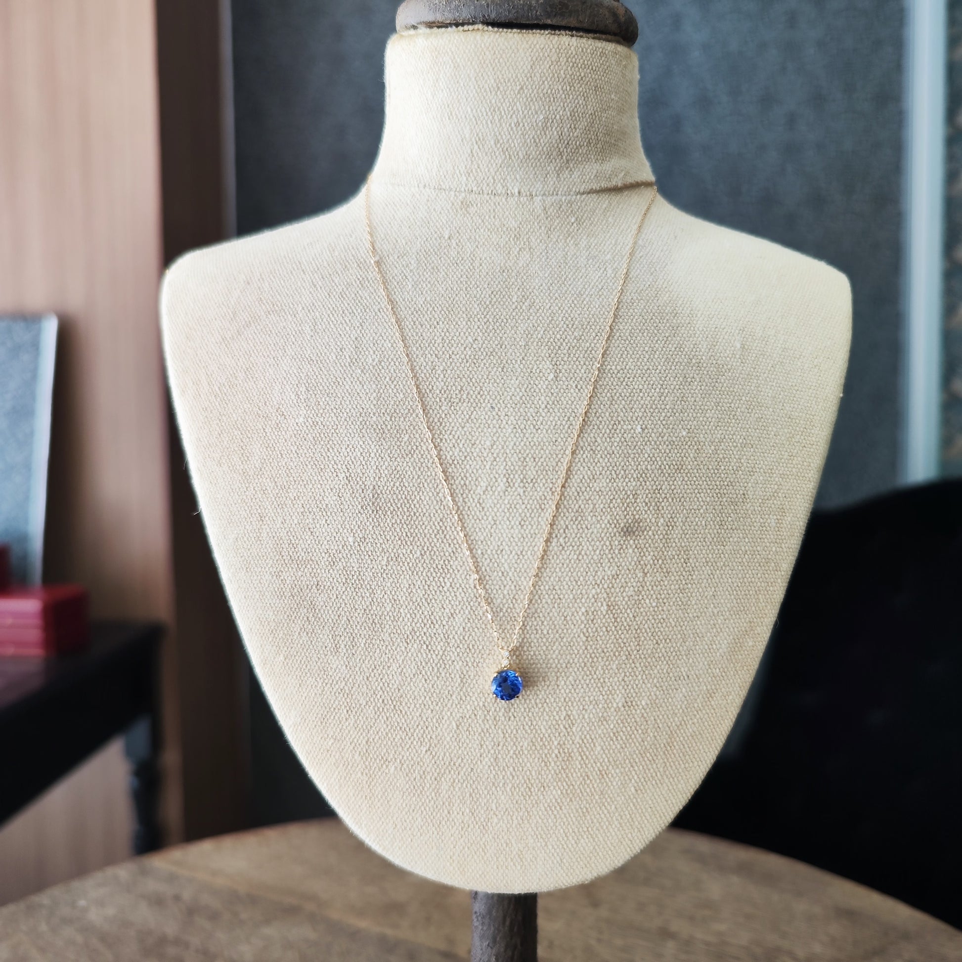 天然タンザナイト 1.67ct 天然ダイヤモンド 18金ネックレス