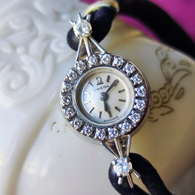 【OH済み】OMEGA オメガ ダイヤモンド 18金無垢時計 バックワインド