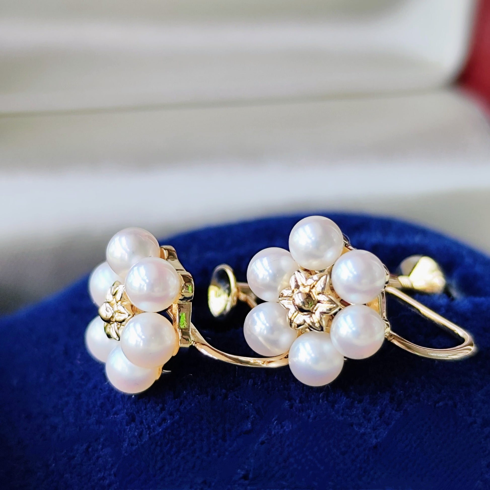 MIKIMOTO ミキモト あこや真珠 お花のイヤリング 18金