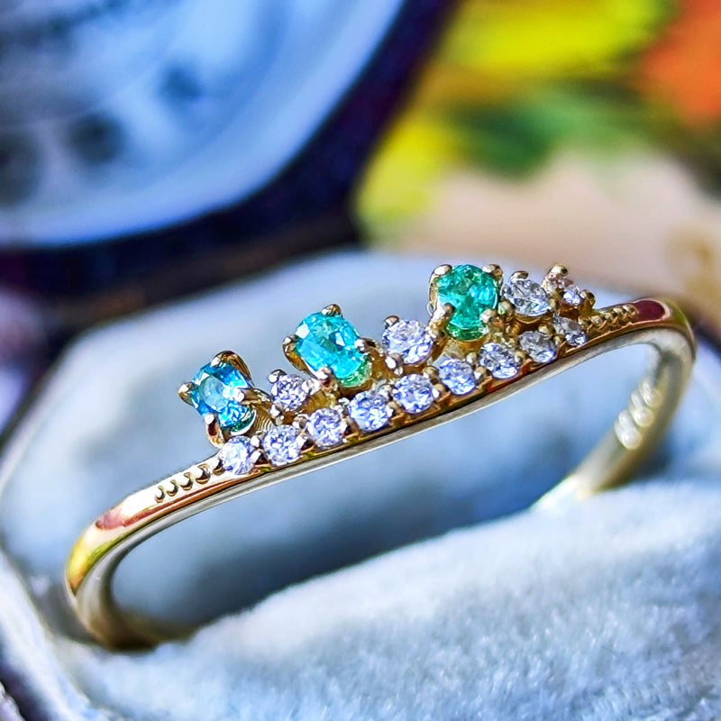 天然パライバトルマリン 天然ダイヤモンド リング