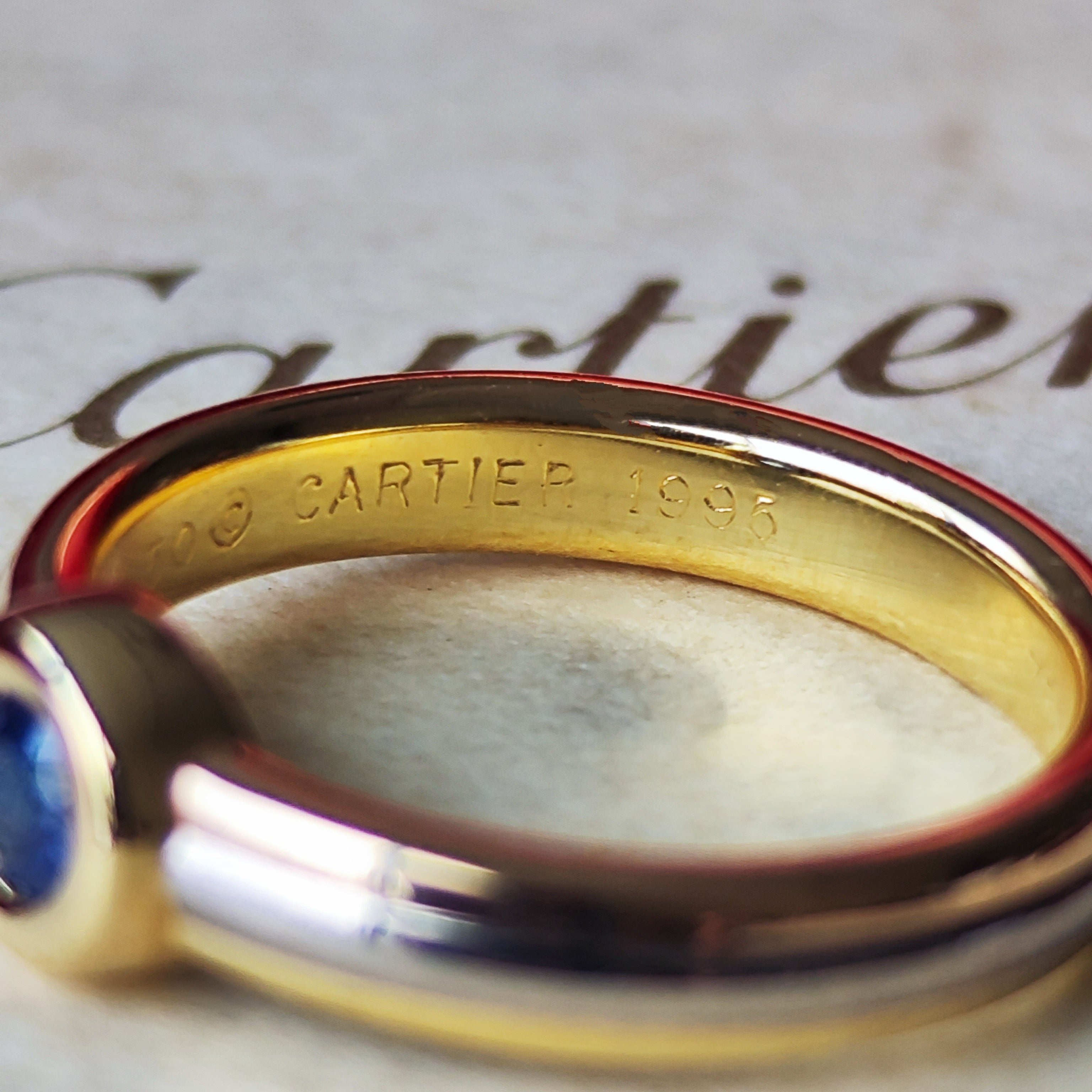 Vintage Cartier】カルティエ モノストーン サファイア 18金スリー