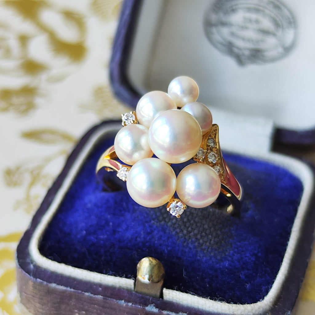MIKIMOTO ミキモト あこや真珠 天然ダイヤモンド リング – Mico