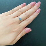 天然アクアマリンキャッツアイ 天然ダイヤモンド プラチナリング