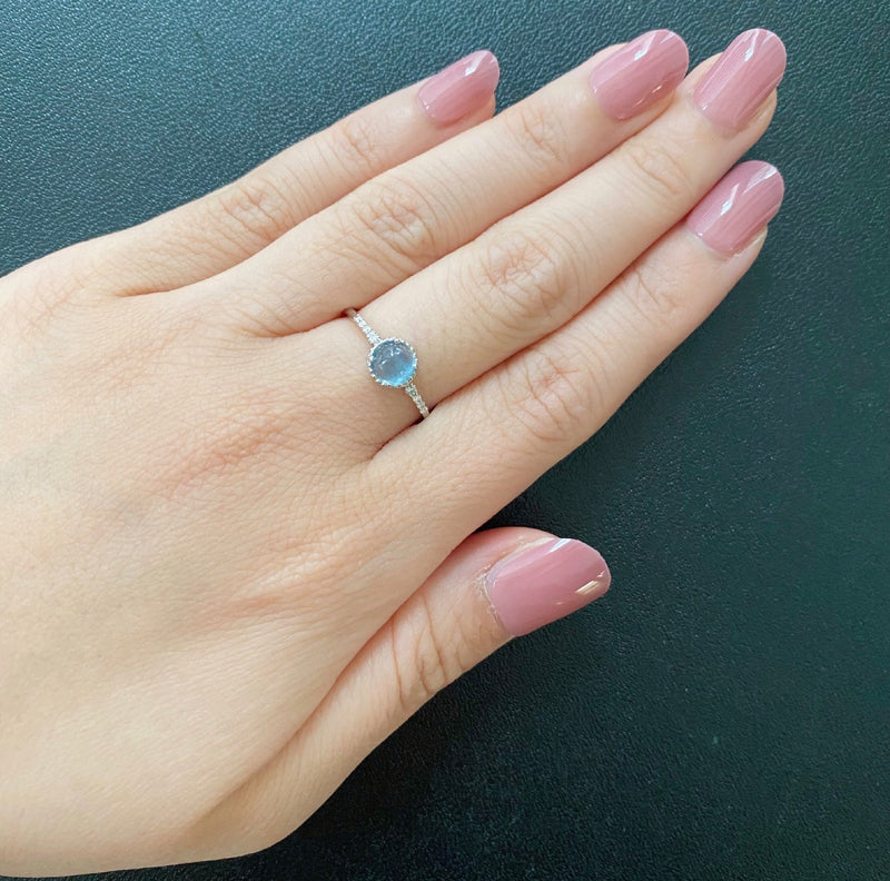 天然アクアマリンキャッツアイ 天然ダイヤモンド プラチナリング