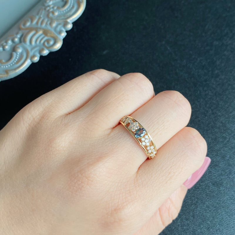 天然アレキサンドライト 天然ダイヤモンド リング