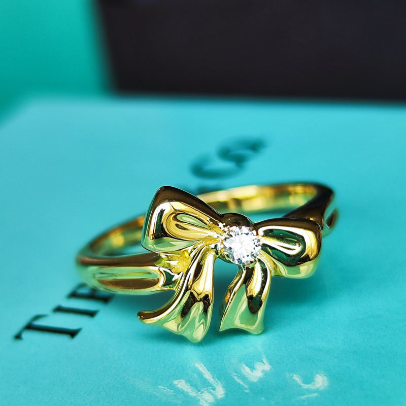 TIFFANY&Co ティファニー リボンリング ダイヤモンド K18YG