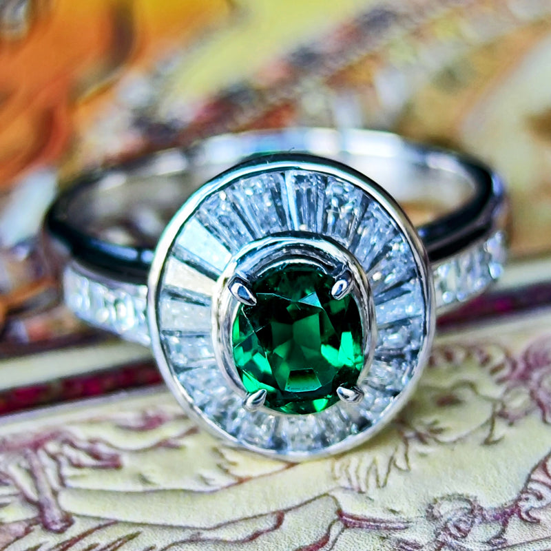 【ザンビア産 ノンオイル】天然エメラルド 天然ダイヤモンド リング GIA