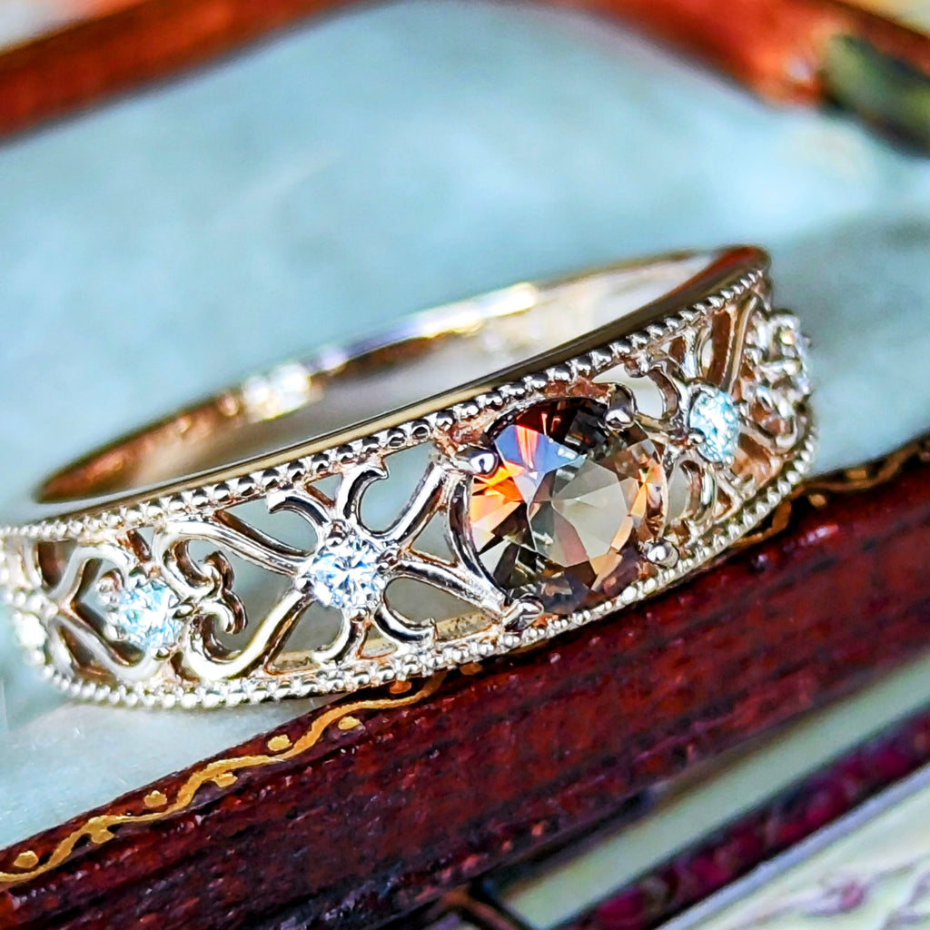 天然アンダリュサイト 天然ダイヤモンド 18金PGリング – Mico宝飾店