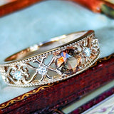 天然アンダリュサイト 天然ダイヤモンド 18金PGリング