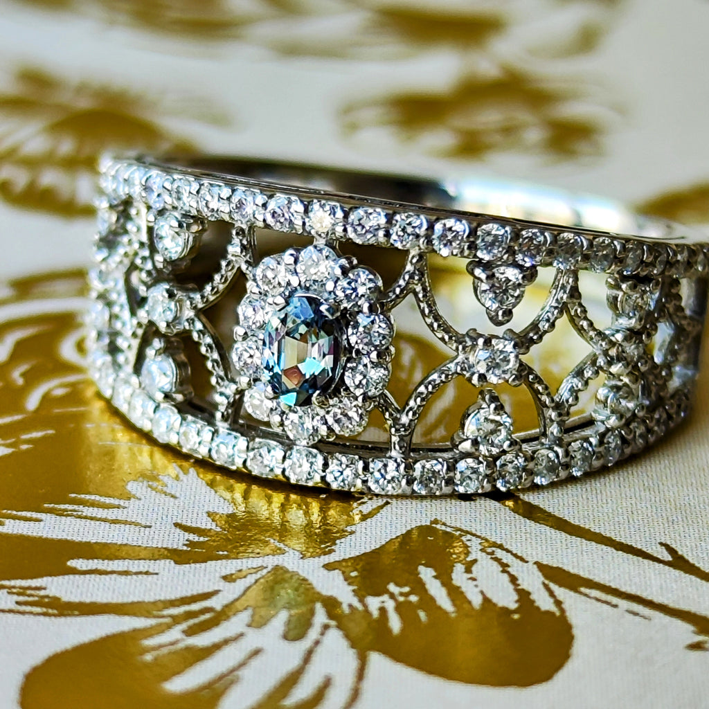 天然アレキサンドライト 天然ダイヤモンド リング