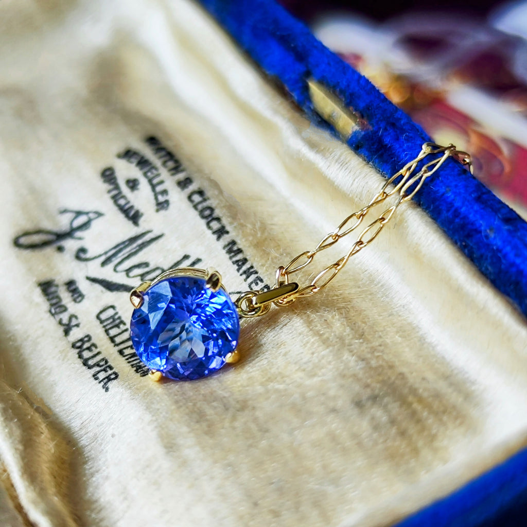 天然タンザナイト 1.67ct 天然ダイヤモンド 18金ネックレス