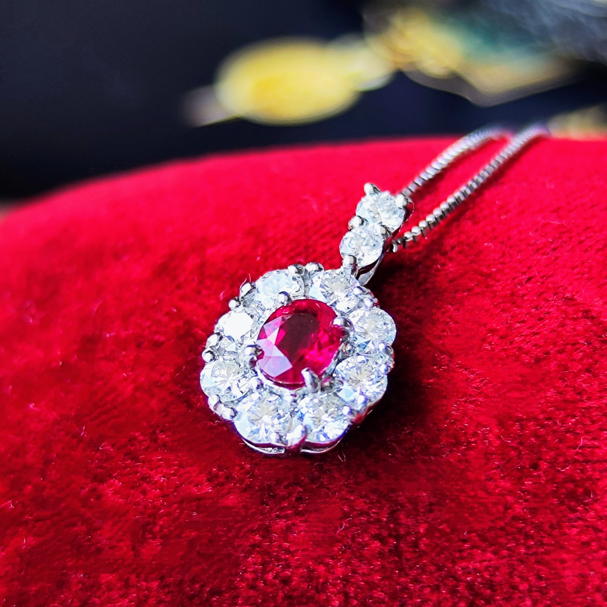 【ビルマ産ルビー】天然ルビー 0.330ct 天然ダイヤモンド ネックレス