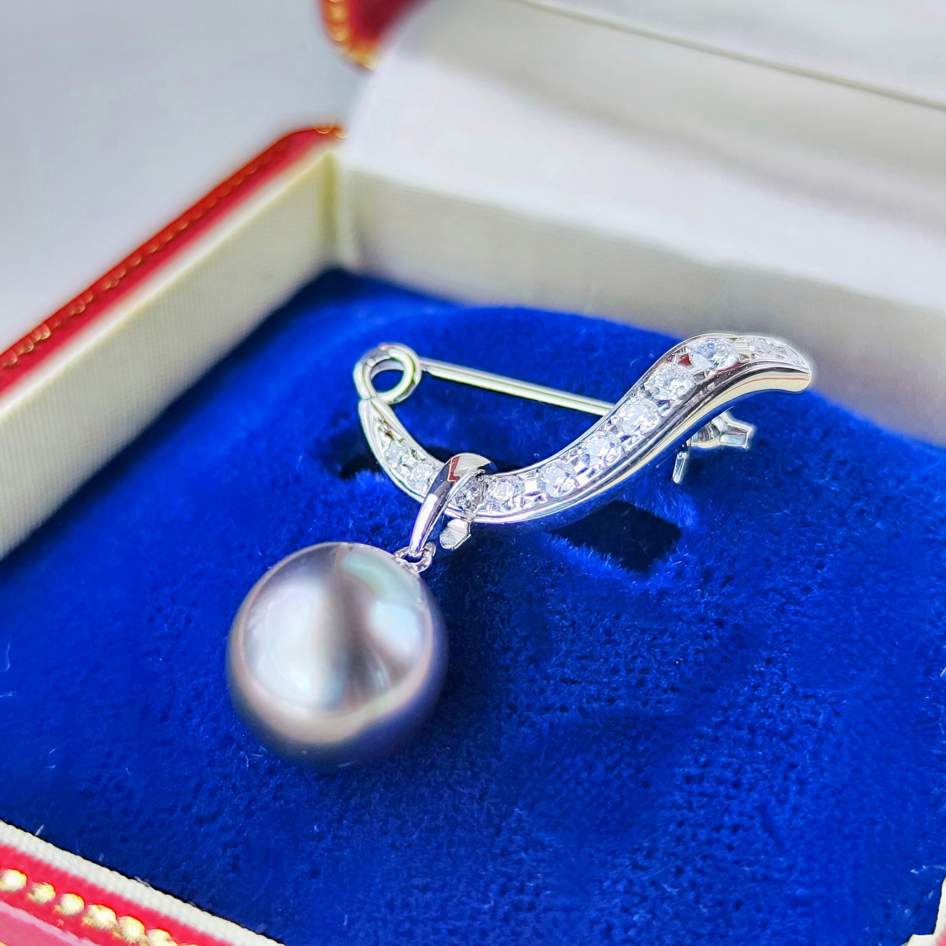 MIKIMOTO ミキモト 黒蝶真珠 ダイヤモンド ブローチ兼ペンダントトップ