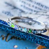 天然石 マルチカラーリング プラチナ