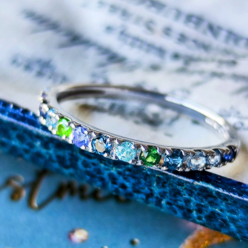 天然石 マルチカラーリング プラチナ