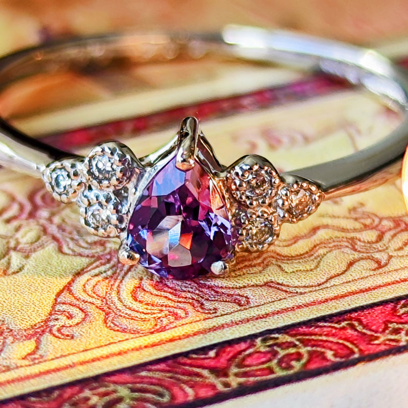 天然カラーチェンジガーネット 天然ダイヤモンド リング