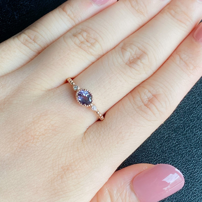 えむえす★カラーチェンジガーネット&アレキサンドライト★リングオーダー アレキタイプ】天然カラーチェンジガーネット 天然ダイヤモンド