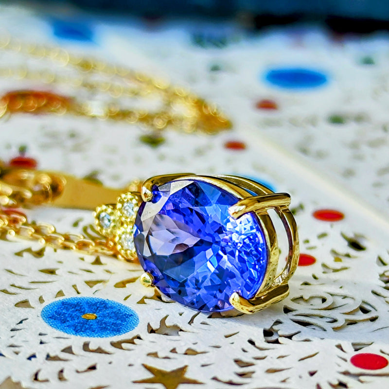 天然タンザナイト 天然ダイヤモンド ネックレス