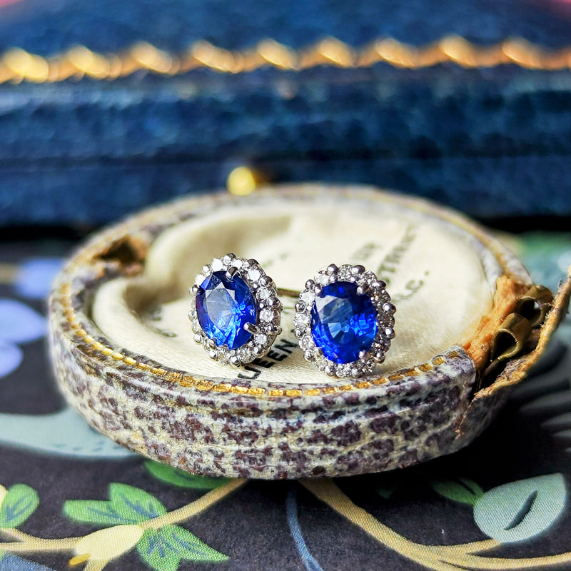 天然サファイア 天然ダイヤモンド 18金WG ピアス