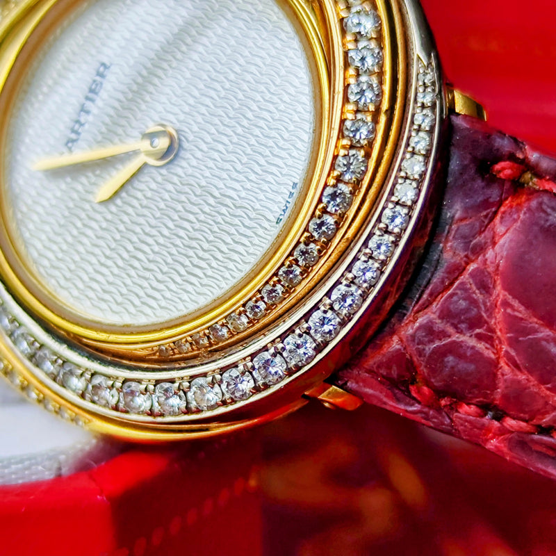 【金無垢】Cartier カルティエ トリニティ純正ダイヤモンド 18金無垢 クォーツ腕時計