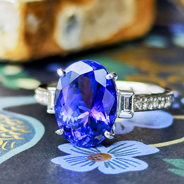 【大粒 4.42ct】天然タンザナイト 天然ダイヤモンド リング