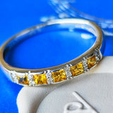 天然イエローサファイア プリンセスカット 天然ダイヤモンド リング