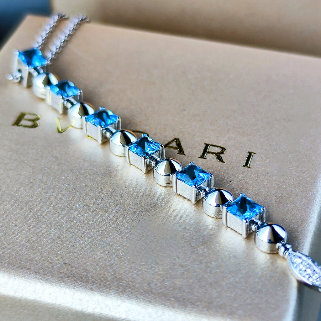 BVLGARI ブルガリルチア ブルートパーズ ダイヤモンド ネックレス 18金WG