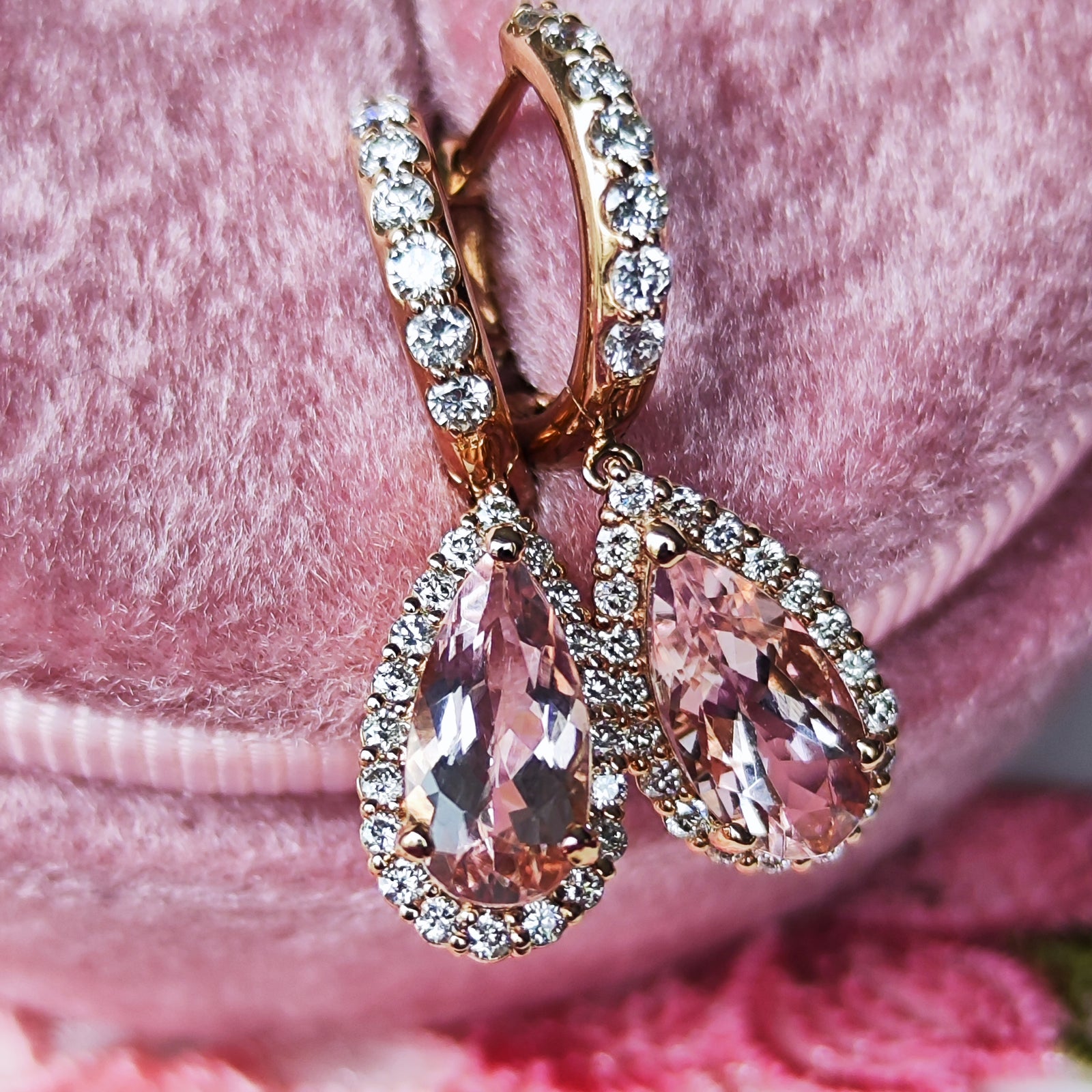 【モルガナイト】 ダイヤモンド取り巻きリング、ピアス 天然モルガナイト 天然ダイヤモンド ピアス – Mico宝飾店