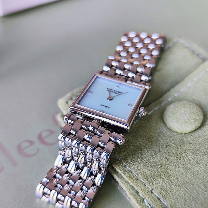 Van Cleef & Arpels ヴァンクリーフ&アーペル クラシックカレ ブルーグリーンシェル文字盤 ダイヤモンド クォーツ腕時計