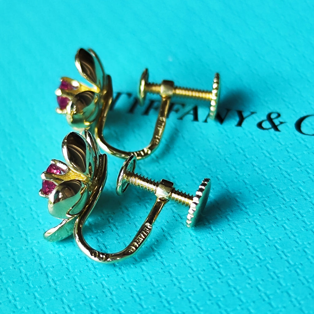 TIFFANY ティファニー ルビー フラワーモチーフ イヤリング ハナミズキ
