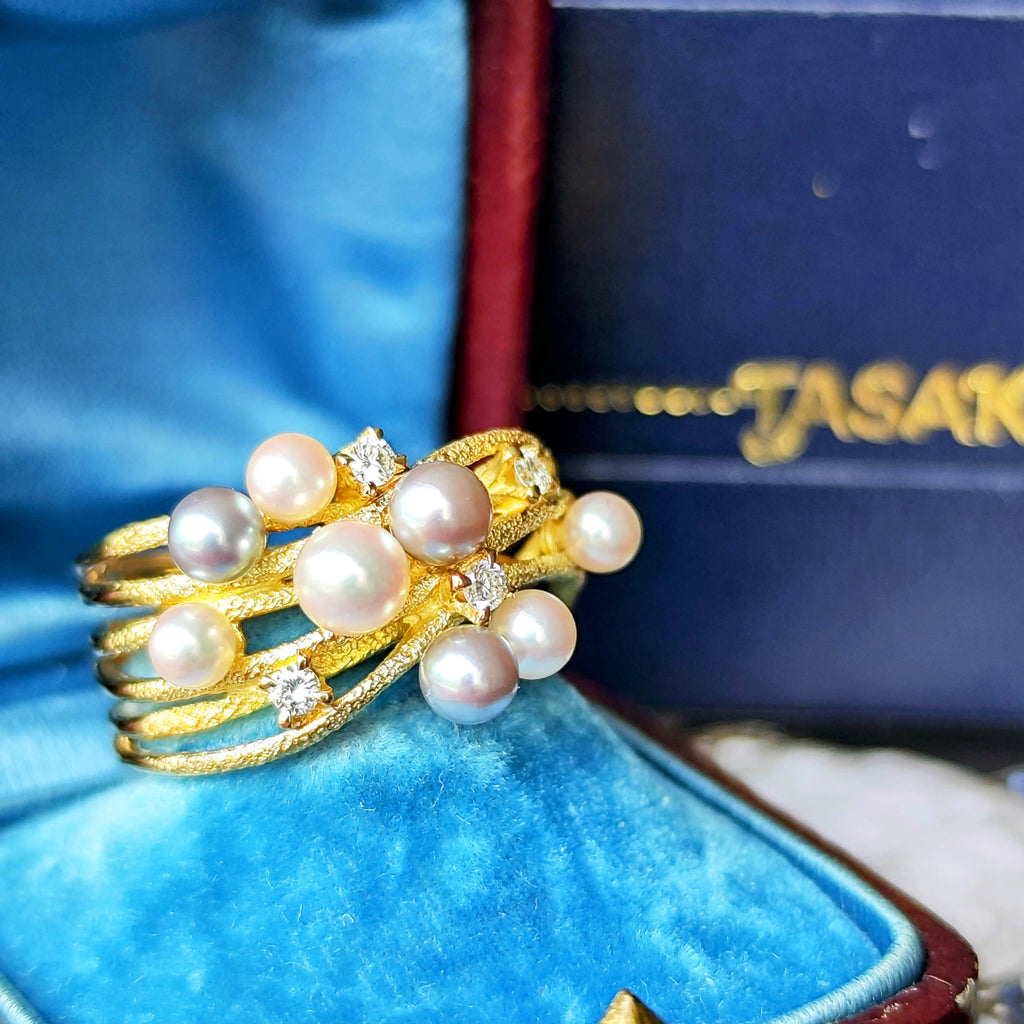 TASAKI 田崎真珠 あこや真珠 天然ダイヤモンド 18金リング