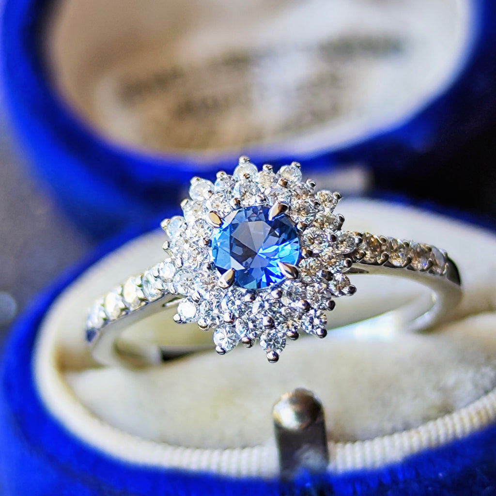 【幻のサファイア ヨーゴ渓谷】天然ブルーサファイア 0.27ct 天然ダイヤモンド リング 非加熱 GIA
