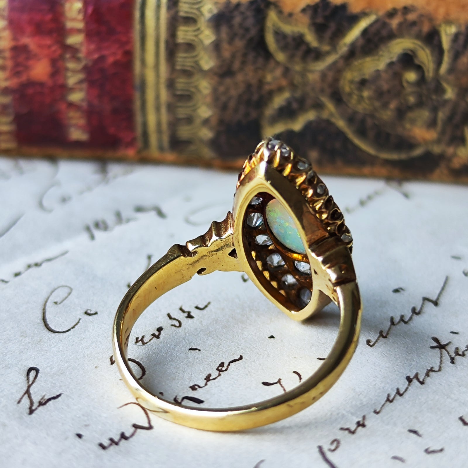 イギリス アンティーク】天然オパール 天然ダイヤモンド リング – Mico