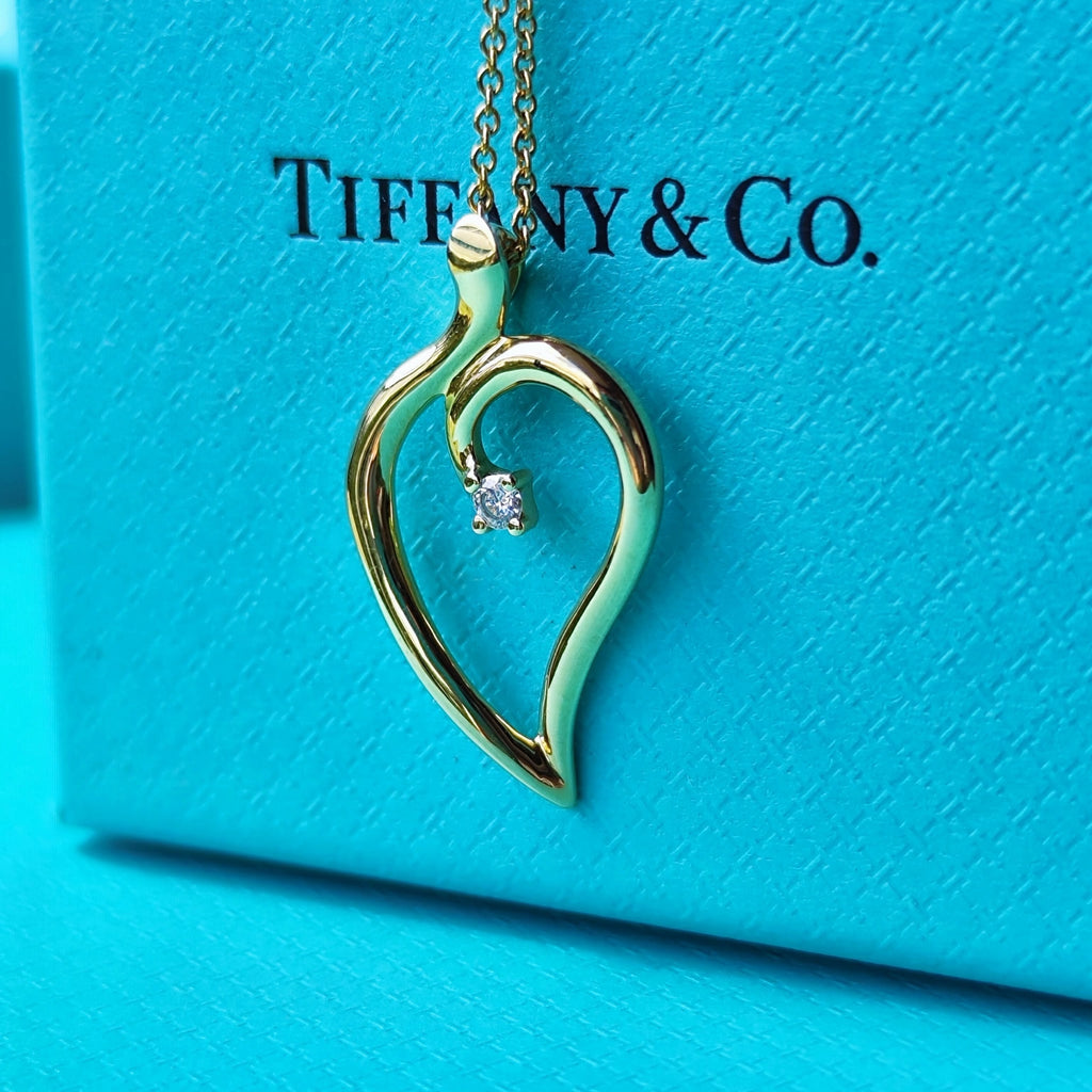 TIFFANY &Co ティファニー リーフハート ダイヤモンド ネックレス 18金YG