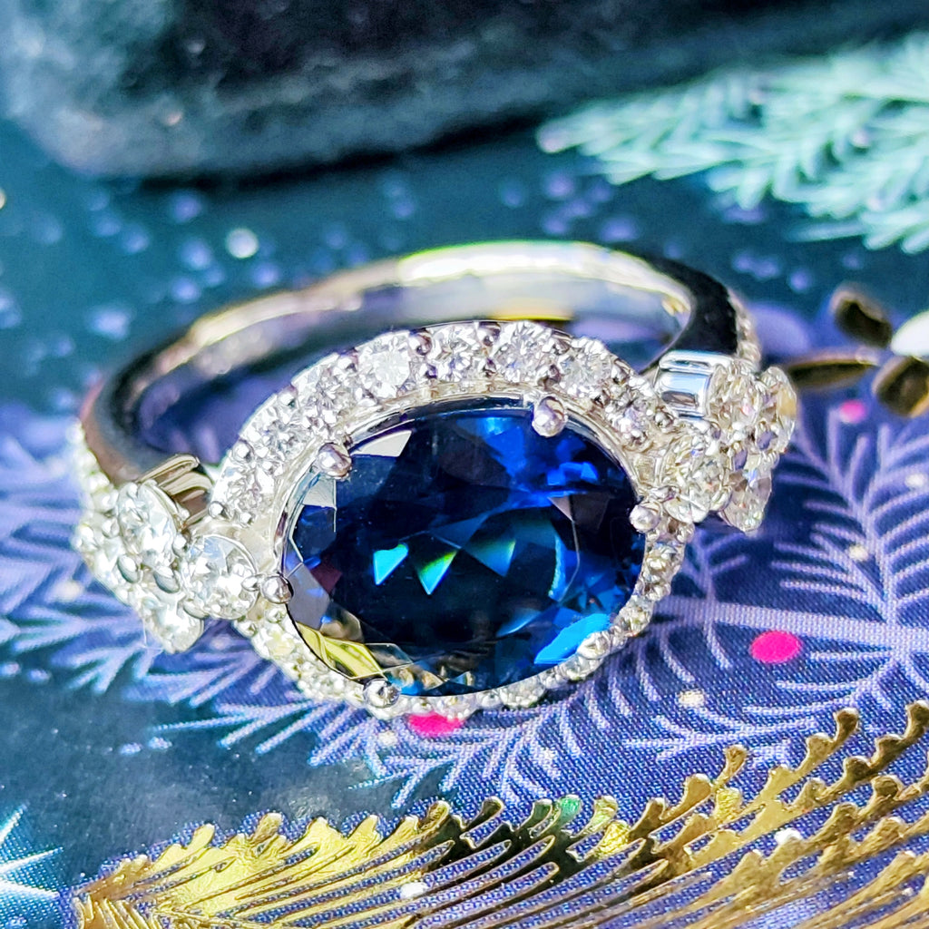 【大粒 3.35ct】天然インディゴライトトルマリン 天然ダイヤモンド 18金WG